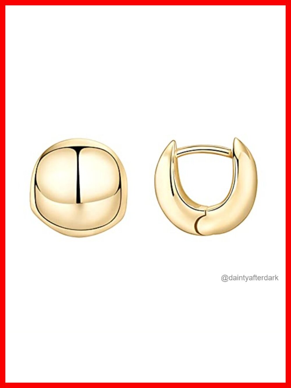 14K Gold Plated Chunky Huggie Hoop Earrings for Women, 925 Sterling Silver Posts